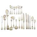 Fiddle and shell pattern english silver flatware