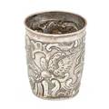 Russian silver repousse beaker