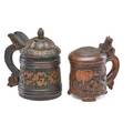 Two treenware steins