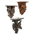 Black forest style carved wall brackets