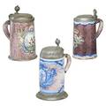 Spongeware faience steins