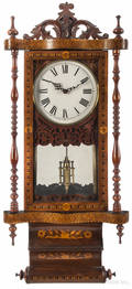 Marquetry inlaid wall clock