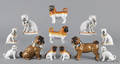 Six pairs of porcelain pugs