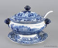 Historical blue Staffordshire tureen
