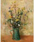 ANDRE VIGNOLES FRENCH B1920 Yellow Bouquet in a Green Vase