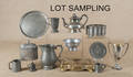 Collection of pewter and other metal tablewares