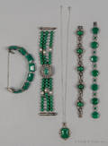 Grouping of chrysoprase and sterling jewelry
