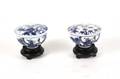 Pair of Chinese Blue  White Lidded Cups