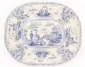 19th C Nankin Blue  White Stoneware Platter