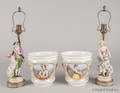 Two Meissen type figural table lamps