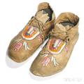 Northern Plains Quilldecorated Hide Moccasins