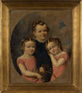 American oil on canvas portrait of three children mid 19th c