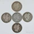 Five Barber Half Dollars