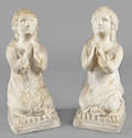 Pair of Pennsylvania chalkware figures of praying girls 19th c