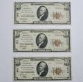 Three 1929 The Amoskeag National Bank 10 Banknotes
