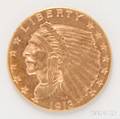 1913 250 Indian Head Gold Coin
