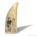 Scrimshaw Whales Tooth Decorated with a Couple and a Dog
