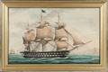 American School 19th Century Portrait of an American Vessel off the Coast