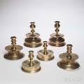 Three Pairs of Continental Brass Candlesticks