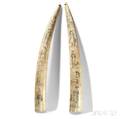 Pair of Scrimshaw Walrus Tusks