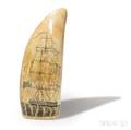 Scrimshaw Whales Tooth Decorated with a Constitution Class Frigate