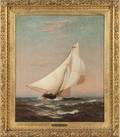 Warren Sheppard New Jersey 18581937 Portrait of a Sailing Yacht Flying the Burgee of the New York Yacht Club
