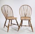Pair of Mustardpainted Braced Bowback Windsor Side Chairs