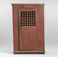 Redpainted Pine Jail Cupboard