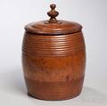 Large Treen Barrelform Lidded Container