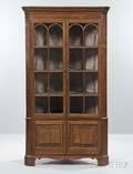 Glazed Walnut Corner Cupboard