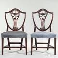 Pair of Carved Mahogany Shieldback Side Chairs