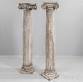 Pair of Whitepainted Carved Classical Columns