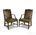 Pair of Federalstyle Upholstered Mahogany Lolling Chairs