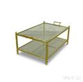 Modern Beveled Glass and Brass Coffee Table