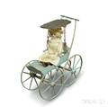 Painted Doll Carriage and a Bisque Shoulder Head Doll