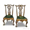 Pair of Chippendalestyle Carved Mahogany Side Chairs