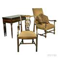 Chippendalestyle Mahogany Armchair Louis XIVstyle Armchair and a Late Federal Table