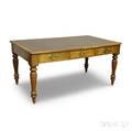 Regencystyle Mahogany and Tooled Leather Partners Desk