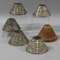 Set of Five Silvered Metal Lamp Shades and a Mold