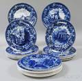 Twentytwo Wedgwood Blue Transferdecorated Boston Plates