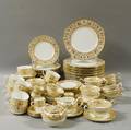 Royal Worcester Hyde Park and Wedgwood Gold Florentine Gilt Porcelain Dinner Services