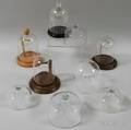 Group of Colorless Glass Pocket Watch Display Domes and Watch Movement Dust Covers