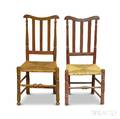 Two Redpainted Bannisterback Side Chairs