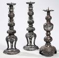 Three Bronze Candlesticks