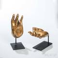 Two Buddhist Giltbronze Hands