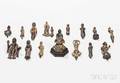 Fifteen Buddhist Giltbronze and Bronze Miniature Items