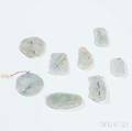 Eight Carved Jadeite Plaque Pendants