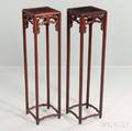 Pair of Tall Hardwood Stands