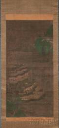 Hanging Scroll Depicting a Qinglu Shanshui Bluegreen Landscape