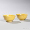 Near Pair of Yellowglazed Bowls